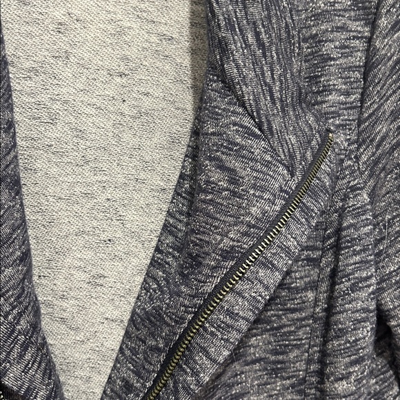 Asymmetrical Sweater Jacket moto look Navy Blue Full zip and short sleeve shell - Picture 7 of 13